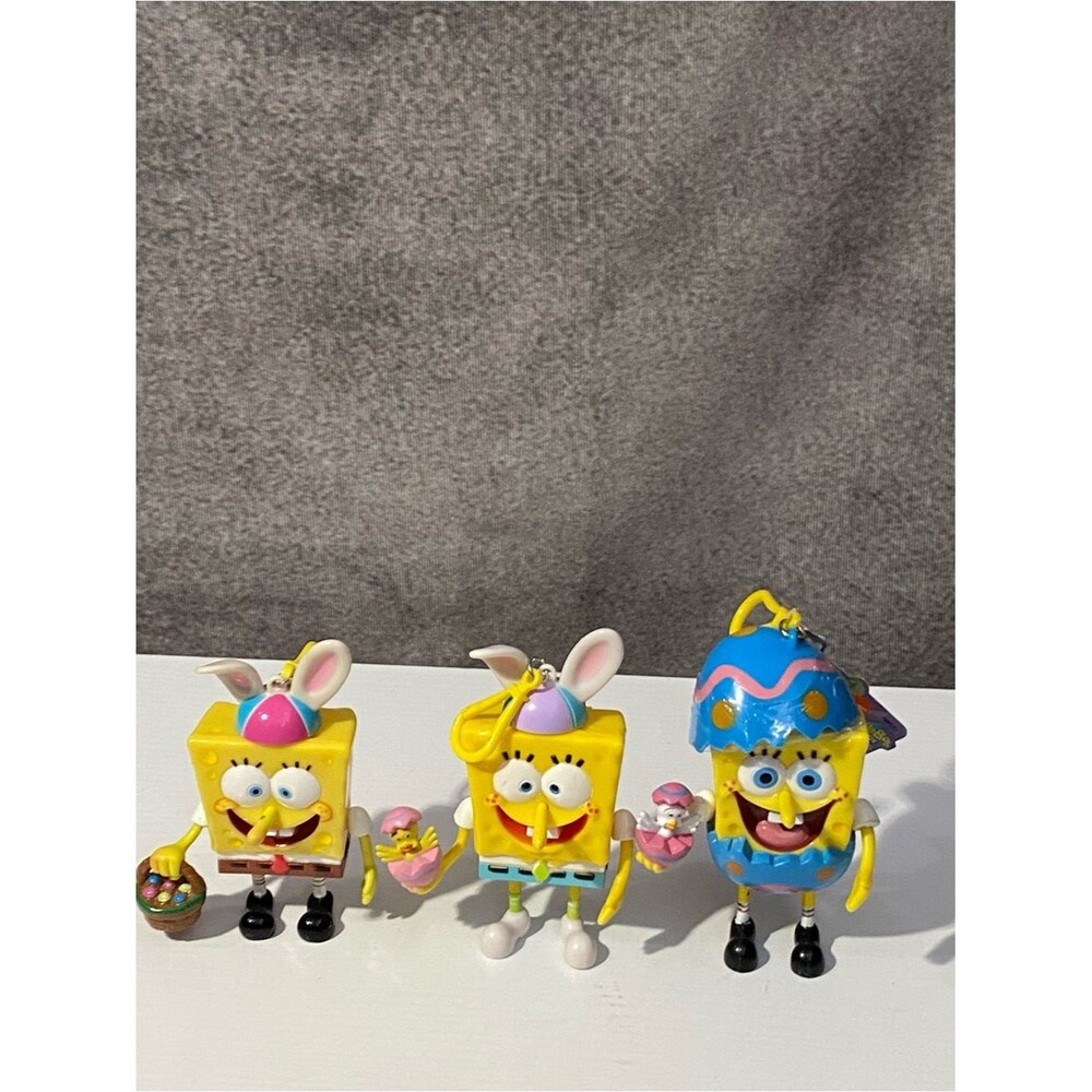 SpongeBob SquarePants Easter Dispenser Buddy Keychain Lot of 3 2004